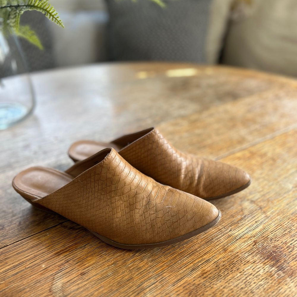 Faux Snake Mules Tan - 7.5